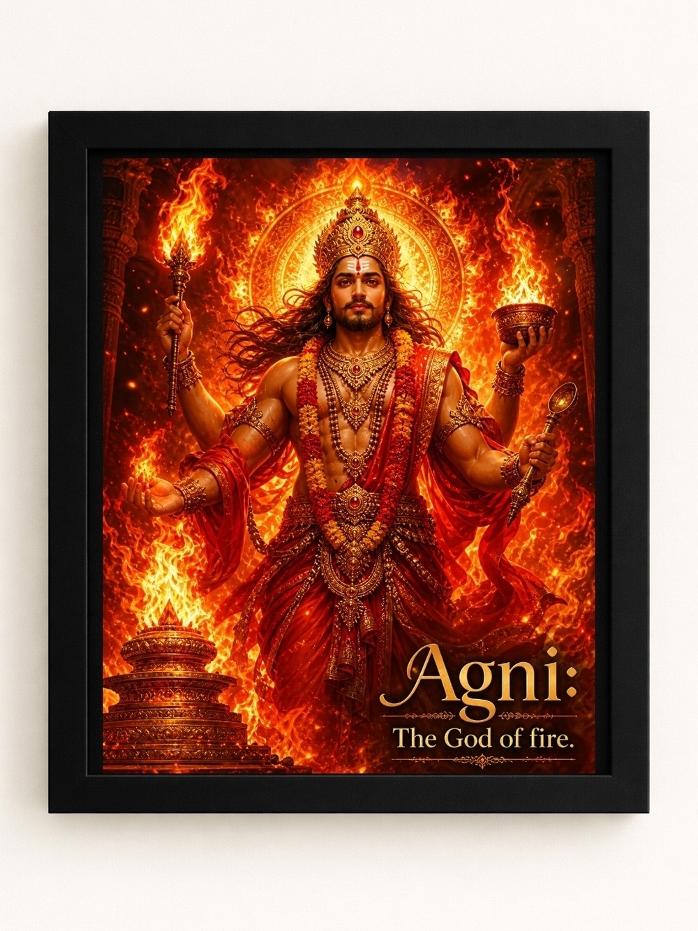 Agni The God of Fire A.I.Art Print 8x10 Frame